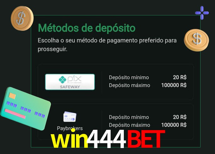O cassino win444bet oferece uma grande variedade de métodos de pagamento